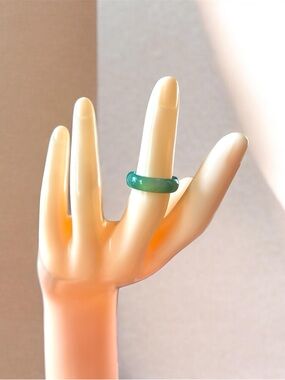 Green Jade Band Ring for Women